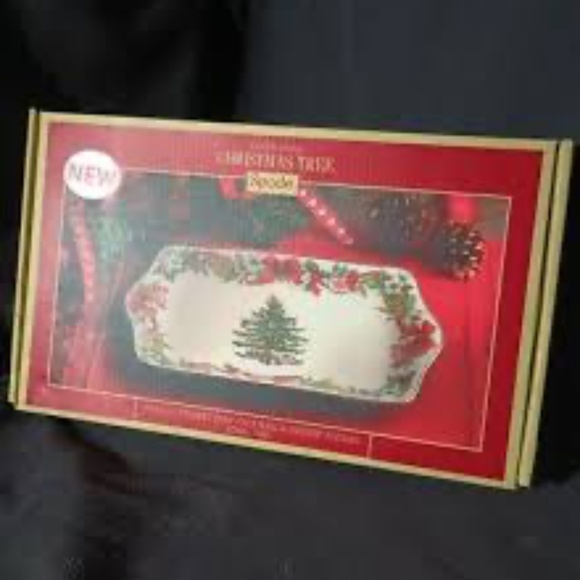 Spode Christmas Tree Dessert Tray 2017 Annual Bows Ornament Holly Fine China - Picture 1 of 4